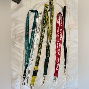 Wayne State University and SVSU Lanyards and one clear ID holder